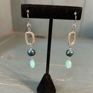Lia Sophia Silver and Blue Dangle Earrings